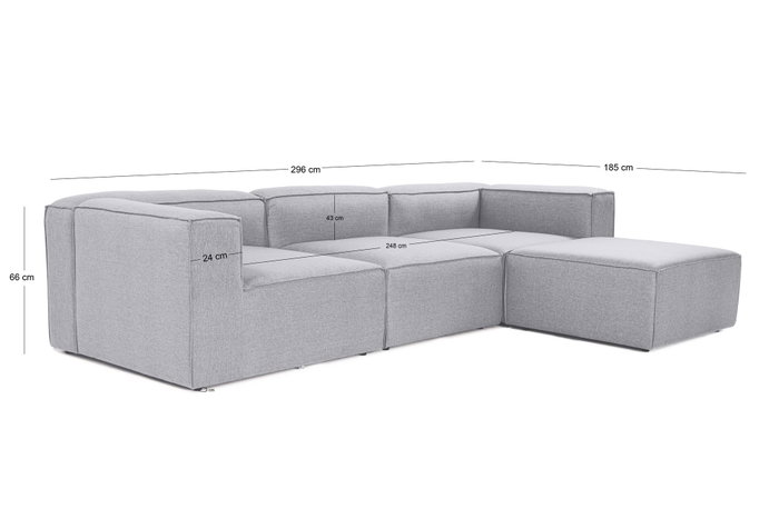 Atelier Del Sofa Sofá Esquinero Gris Lino 297 cm x 190 cm